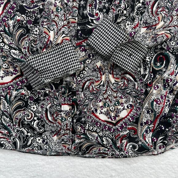 Chaps No Iron Button Up Shirt Flip Cuff Black Paisley Cotton Preppy Womens 3X - Picture 3 of 12
